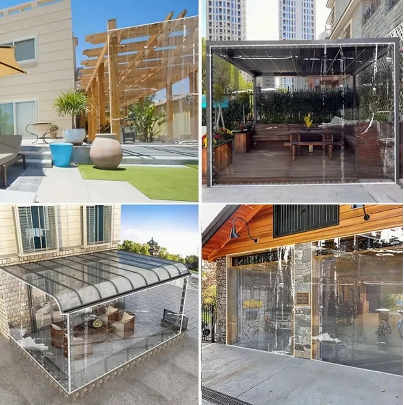 LC&QS Clear Tarp with Grommets,Transparent Heavy Duty PVC Vinyl Tarpaulin， Anti-Tear Waterproof ，14Mil Clear Awning Canopy Patio Enclosure,for Home Garden Outdoor（10' x 20'） - Image 4